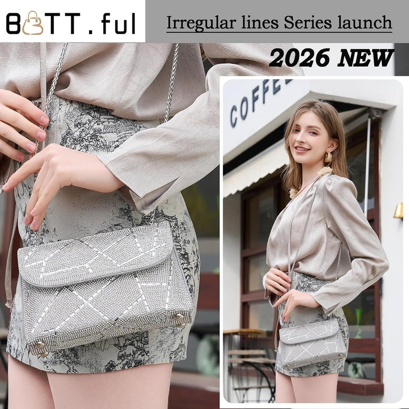 BBTT.ful Shoulder Bags Crossbody Bag Purses Handbags Crystals Rhinestone Evening Bag for Women Clutch Purse with Chain - Image 2